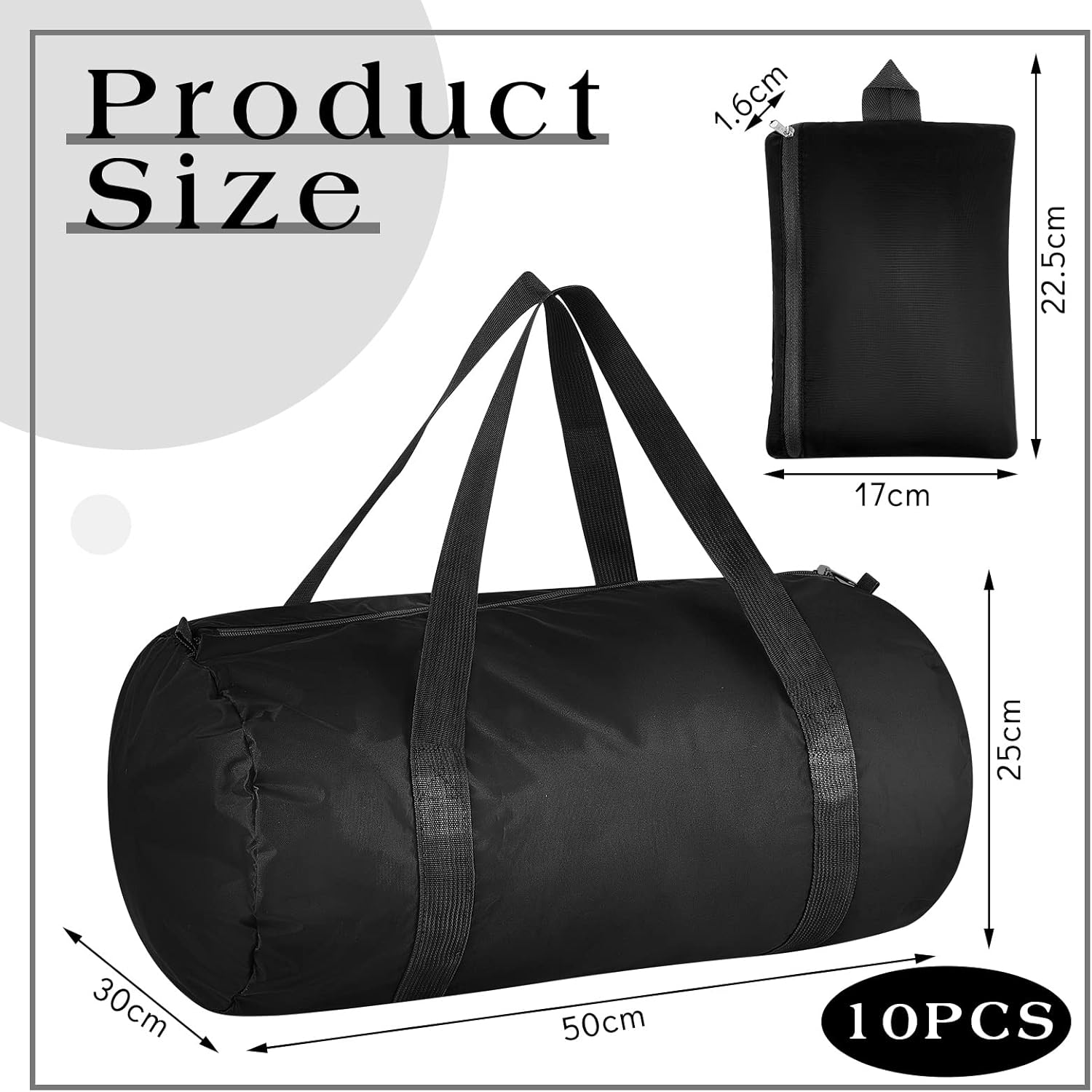 Silkfly 10 Pcs Duffle Bag Large Foldable Gym Bag Travel Duffel Bags Waterproof Lightweight Sports Duffel Bags for Men Women Workout (19.69 x 11.81 x 9.84 Inches)