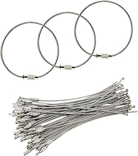 Set de 50 Llaveros de Alambre de Acero Inoxidable de 15 cm, Cadenas para Llaveros con Cierre de Bucle de Cable, Perfectos para Colgar Artículos al Aire Libre, Llaveros Duraderos y Seguros