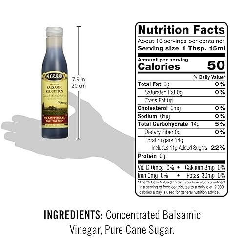 Miniatura 2 de Alessi Reducción de vinagre balsámico, Autentico de Italia, ideal para ensalada Caprese, frutas, quesos, carnes, adobos, balsámico tradicional