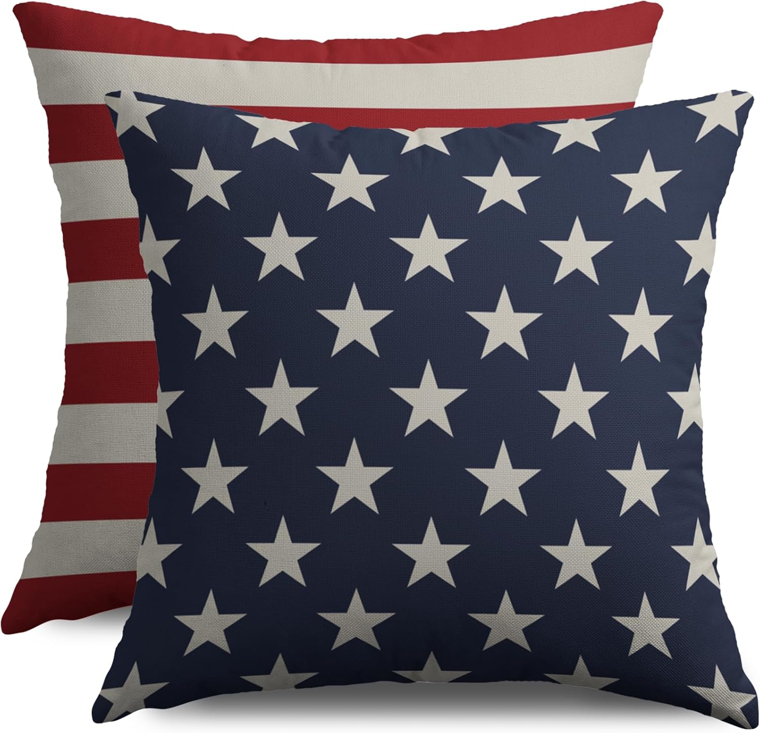4th of July Pillow Covers 24X24 Set of 2, Patriotic Blue Star Red Striped Fourth July Print Decorative Throw Pillowcases Outdoor Memorial Day Independence Cushion Cases Couch Sofa Bed Decor