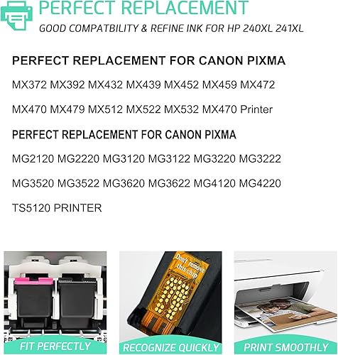 Miniatura 2 de RETCH Cartucho de tinta refabricado para Canon PG-240XL 240 XL CL-241XL 241 XL para Canon PIXMA MG3620 MX472 MX452 MG3220 MG3520 MG2220 MX532 TS5120