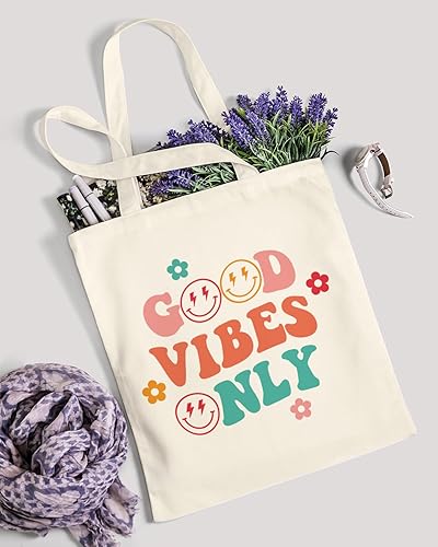 Miniatura 8 de AUSVKAI Bolsa de lona estética para mujer, lindas bolsas de algodón reutilizables de tela para ir de compras, playa, regalos de moda