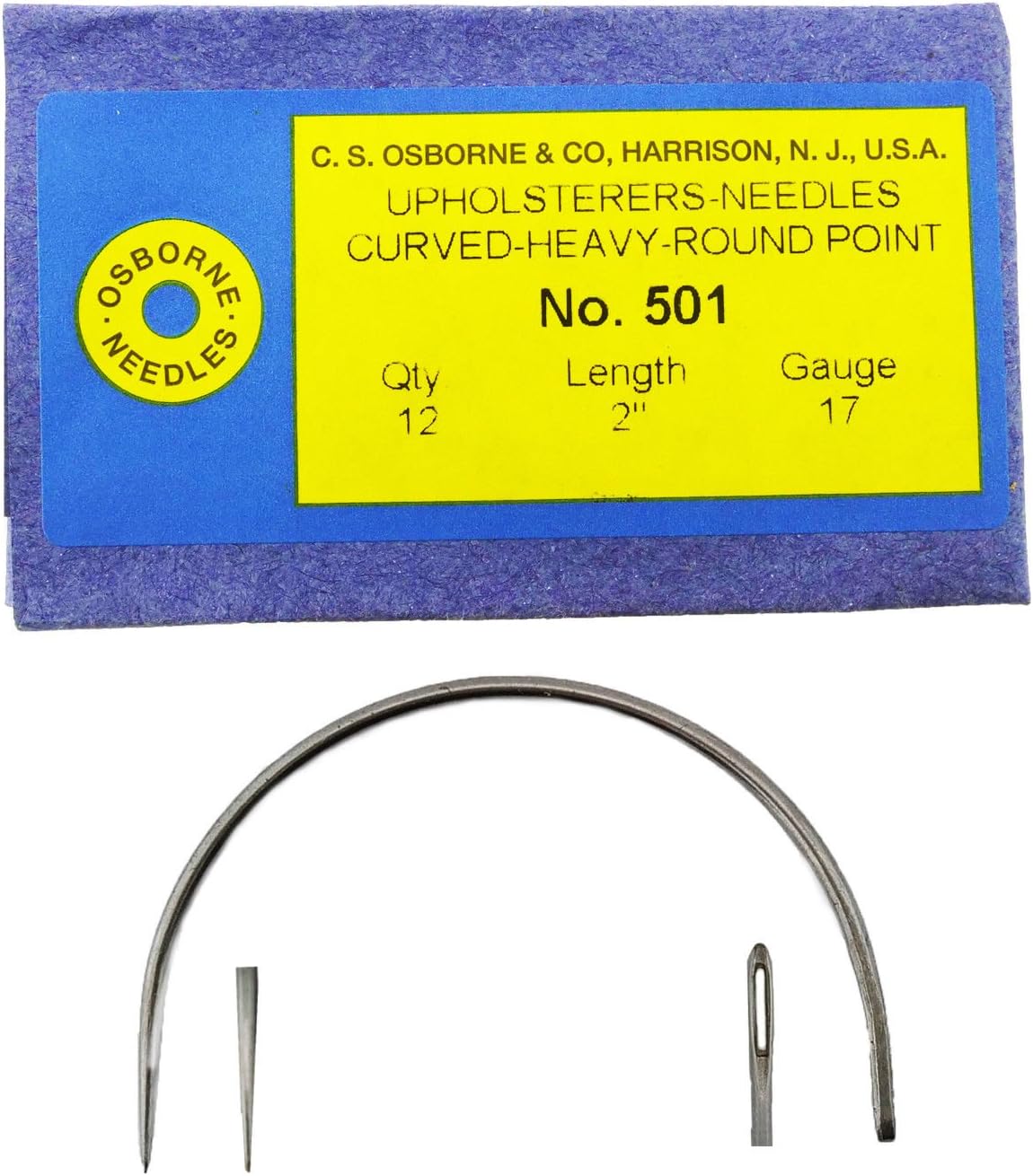 C.S. Osborne Pack of 12 Curved Needles Heavy 5012 (Size 2
