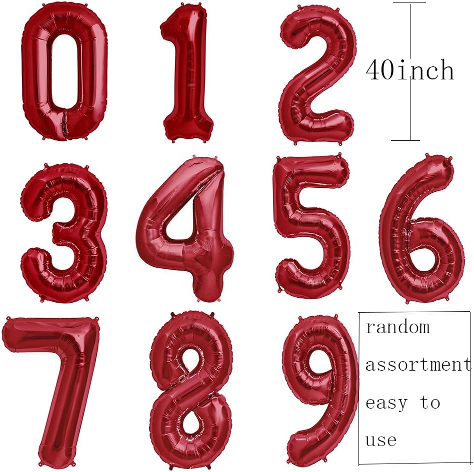 Tellpet Red Number 0 Balloon, 40 Inch