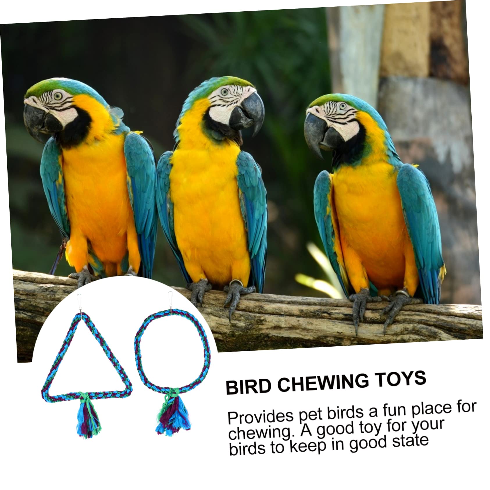 ibasenice 2Pcs Parrot Chewing Hanging Swing for Birds Durable Cotton Rope Bird Swing for Climbing and Exercise Parrot Owners