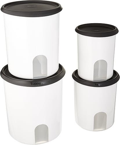 Tupperware One Touch Recordatorio 4-pc Canister Setblack con nuevo diseñado sellos