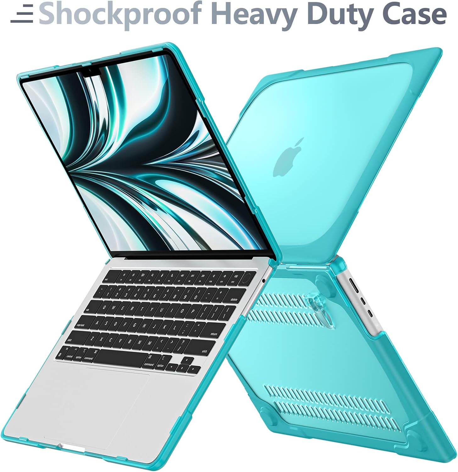 Batianda Heavy Duty Case for MacBook Air 15 inch 2026 M5 2025 M4 2024 2023 Release Model A3448/A3241/A3114/A2941, Ergonomic Foldable Kickstand (Holds 22lbs) Matte Translucent Shockproof Cover, Blue