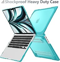 Vista 4 de Batianda Funda resistente para MacBook Air de 15 pulgadas 2026 M5 2025 M4 2024 2023 versión modelo A3448/A3241/A3114/A2941, soporte plegable Azul