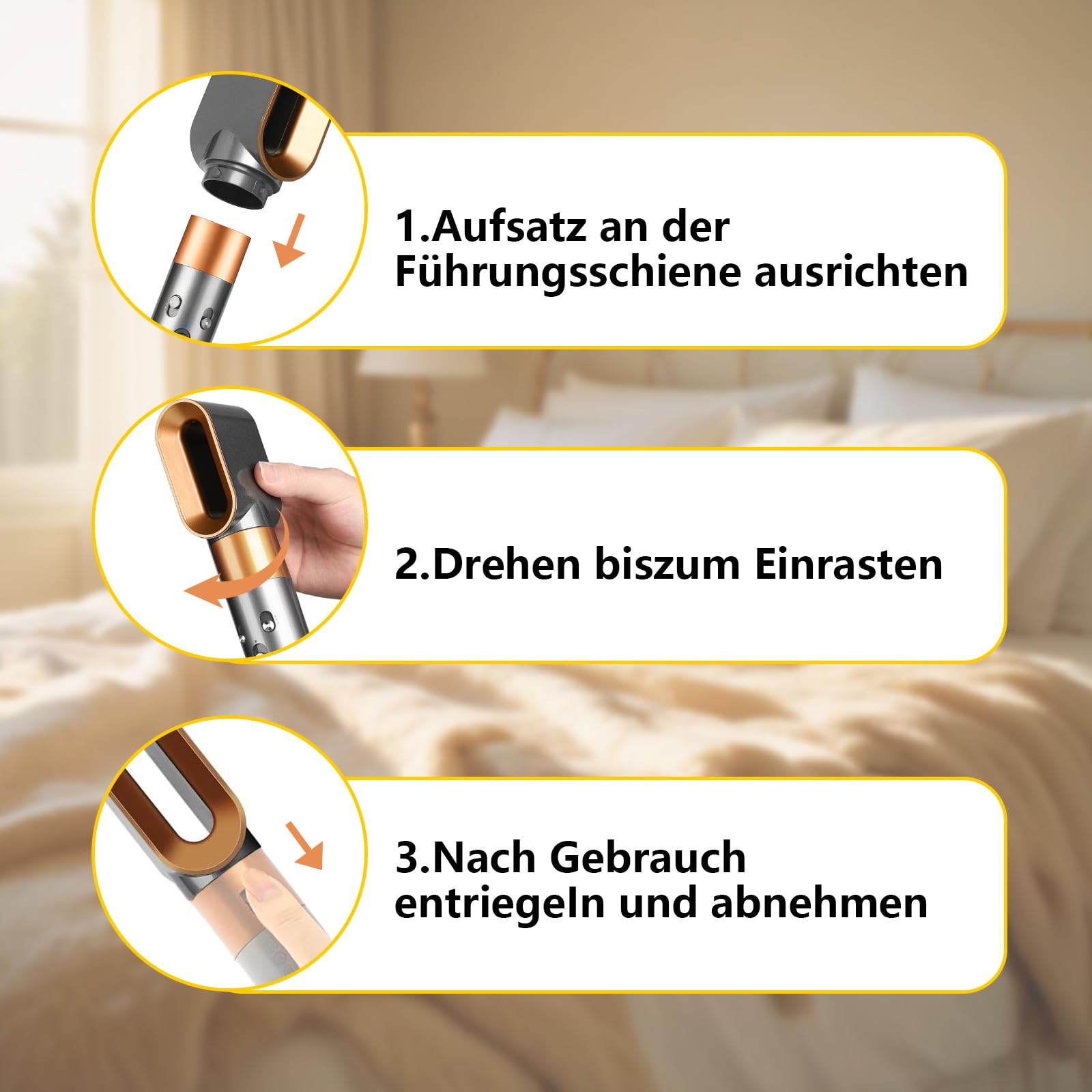 Vorstyling Trocknerdüse für Dyson Airwrap, Haartrockner-Aufsatz für schnelles Trocknen & Styling-Vorbereitung, Kompatibel mit HS01/HS05/HS08, ABS in Kupfer, Aufsatz für schnelles Trocknen