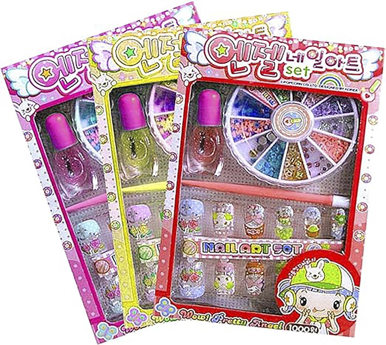 AMB Art Kit with 12 Artificial Nails with Tools and Glitters Home Salon Birthday Gift for Girls Little Girls, Kids (Random Cute Nail Designs)(Pack of 2) 4