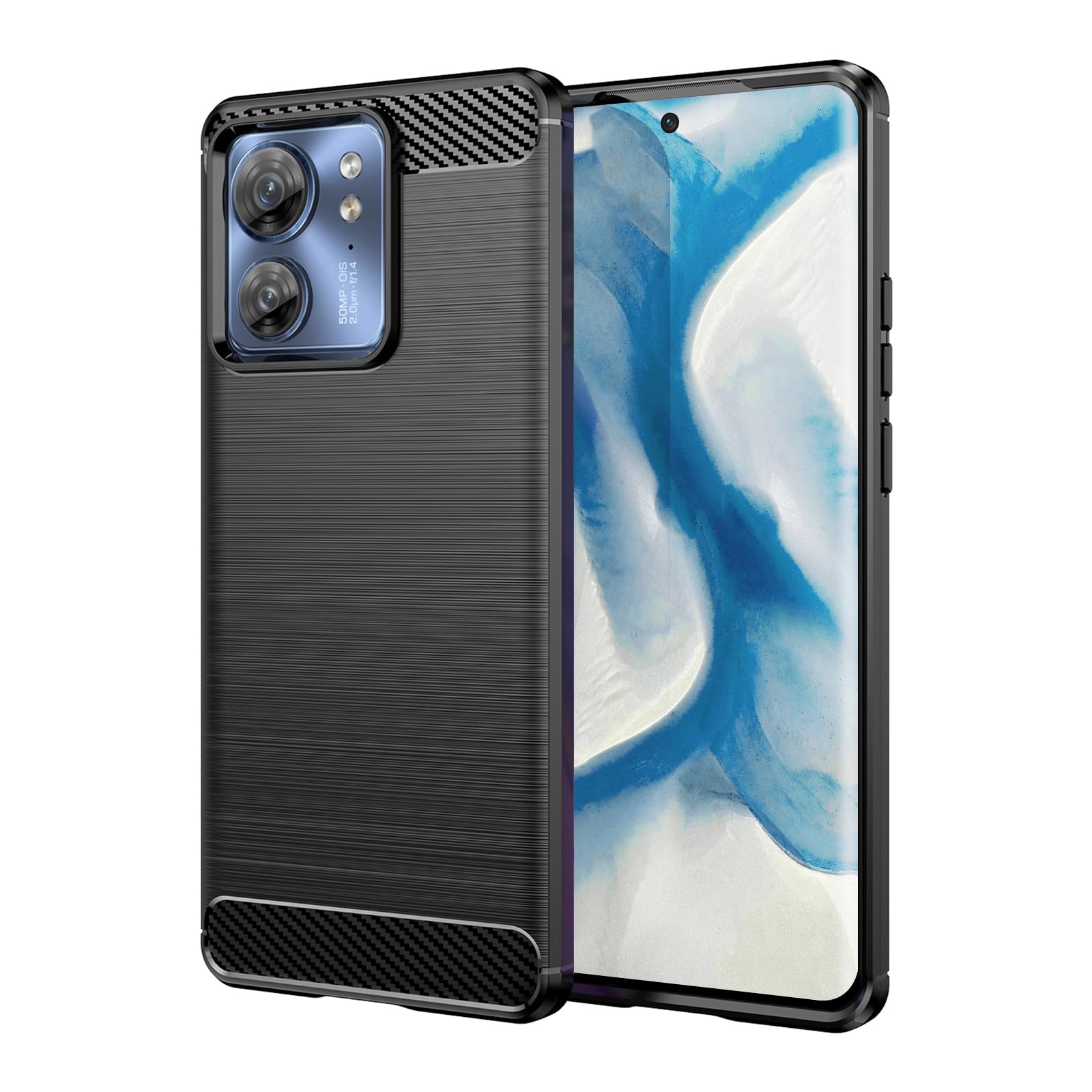 SCLCase for Moto Edge 40 Case Motorola Edge 40 Case [Black], Carbon Fibre Effect Gel Grip Protection Cover [Anti Scratch][Anti Collision] Case Compatible with Motorola Edge 40