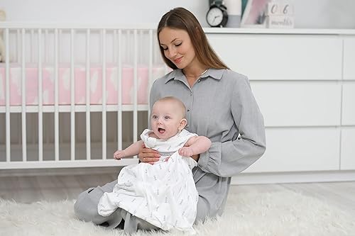 Miniatura 5 de Saco de dormir para bebé, manta de algodón puro para bebés, saco unisex con cremallera para niños y niñas (nubes grises, 6-12 meses)