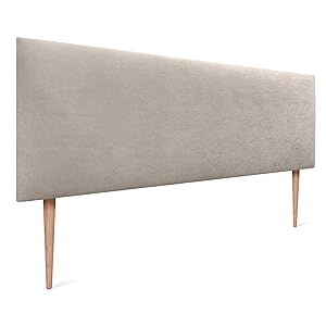 DHOME Cabecero de Polipiel o Tela AQUALINE Liso y con Patas Cabeceros Cabezal tapizado Cama (135cm con Patas (Camas 120/135/140), Tela Beige)