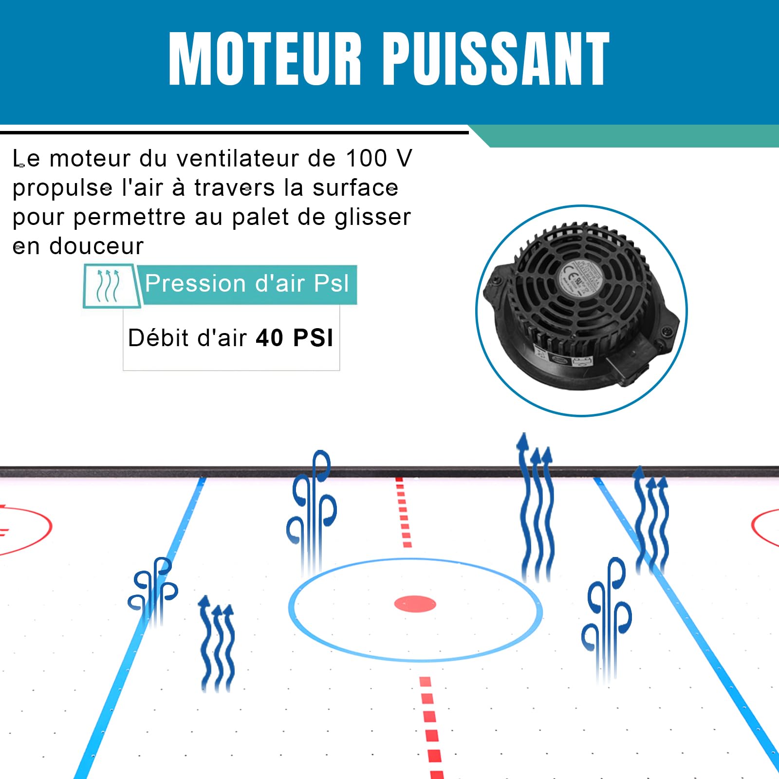 hotsizz Mesa de Air Hockey aéreo Plegable, Incluye Dos Palos y Dos Discos, Ideal para Adultos y niños.