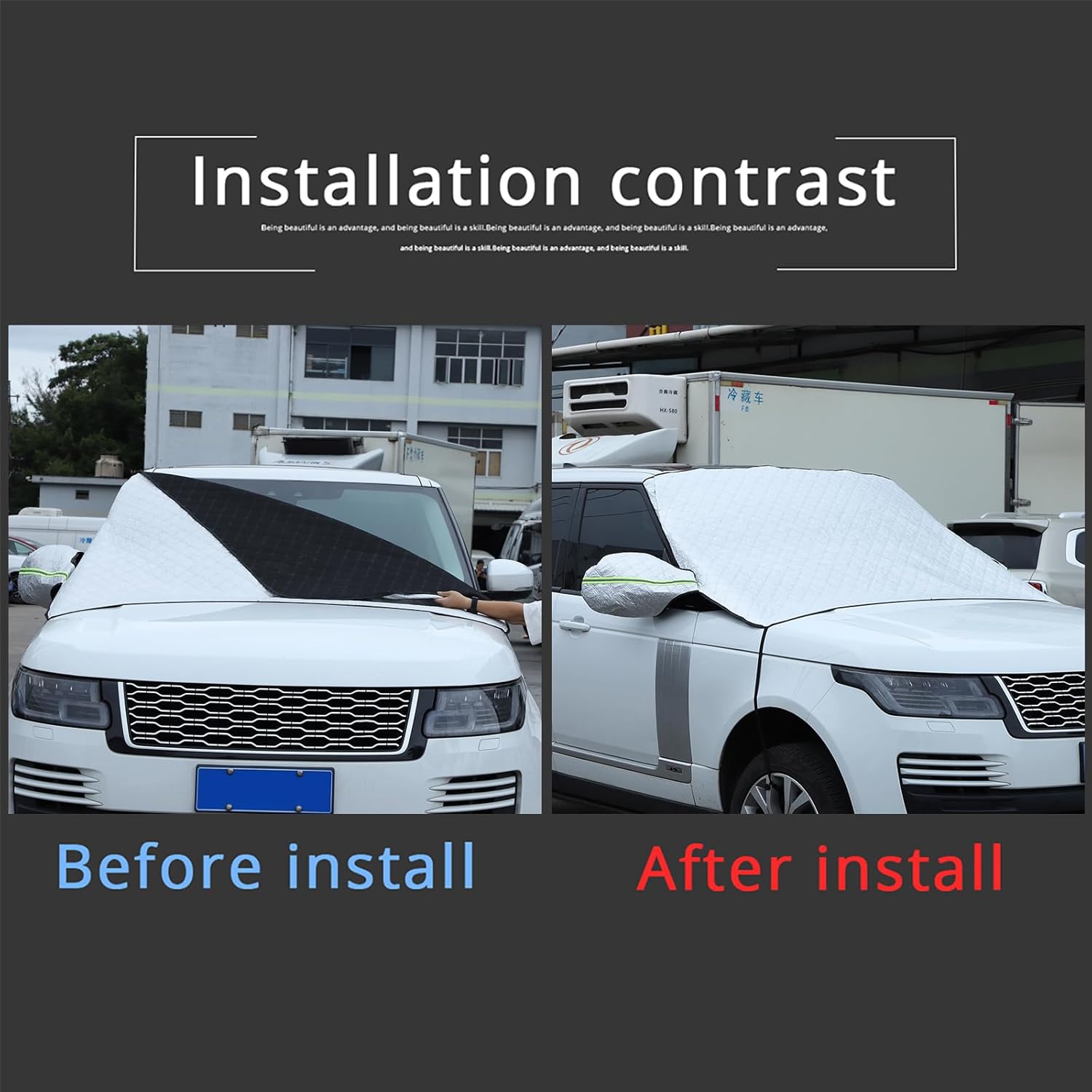 Car Windshield Snow Cover Compatible for Land Rover Range Rover Vogue L460 2023+, for 4 Layers Protection, for Ice and Snow, UV & Frost Wiper Mirror Protector Windproof Sunshade Cover Accessories