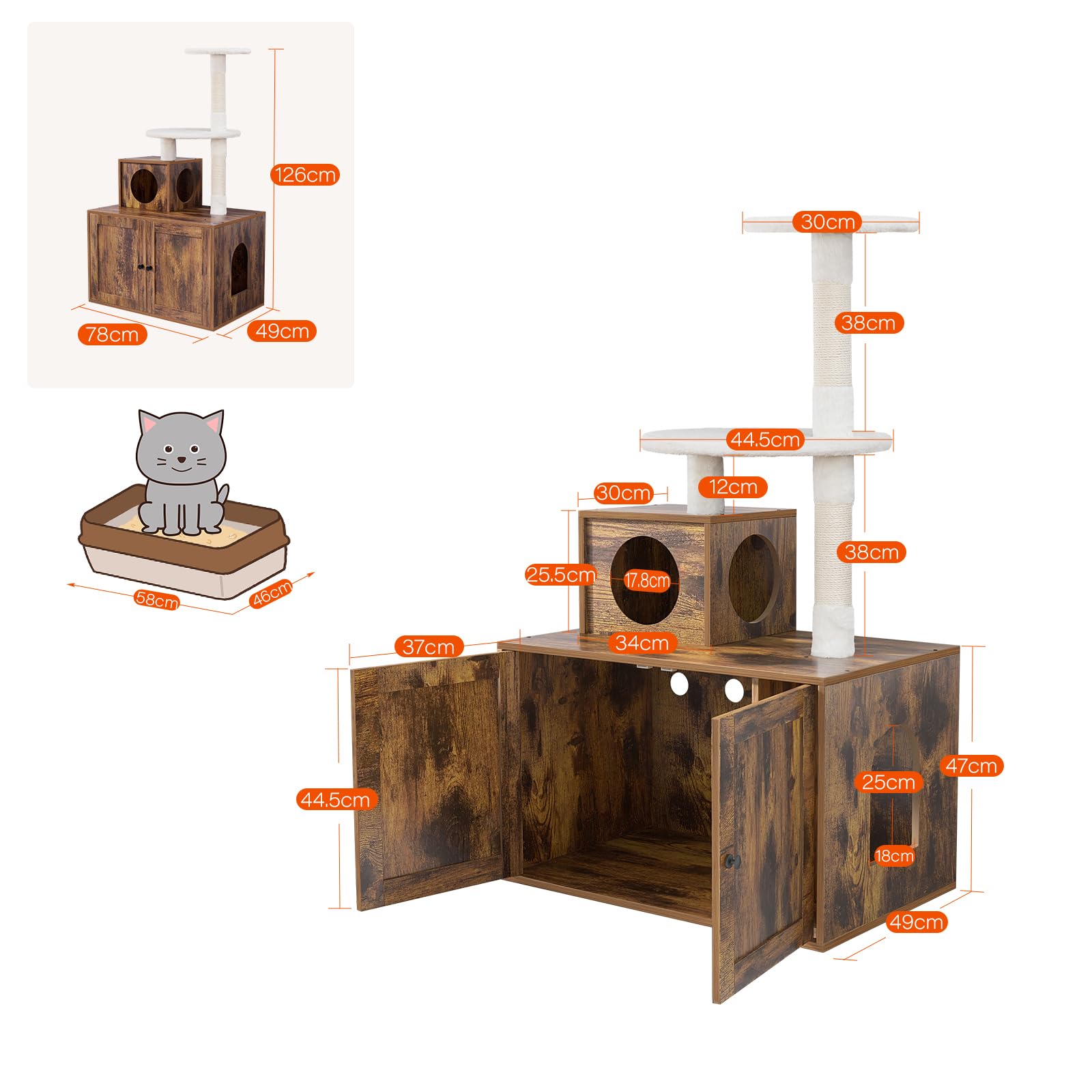 Amazon | Yocan キャットタワー 猫トイレキャビネット 隠し猫用トイレ