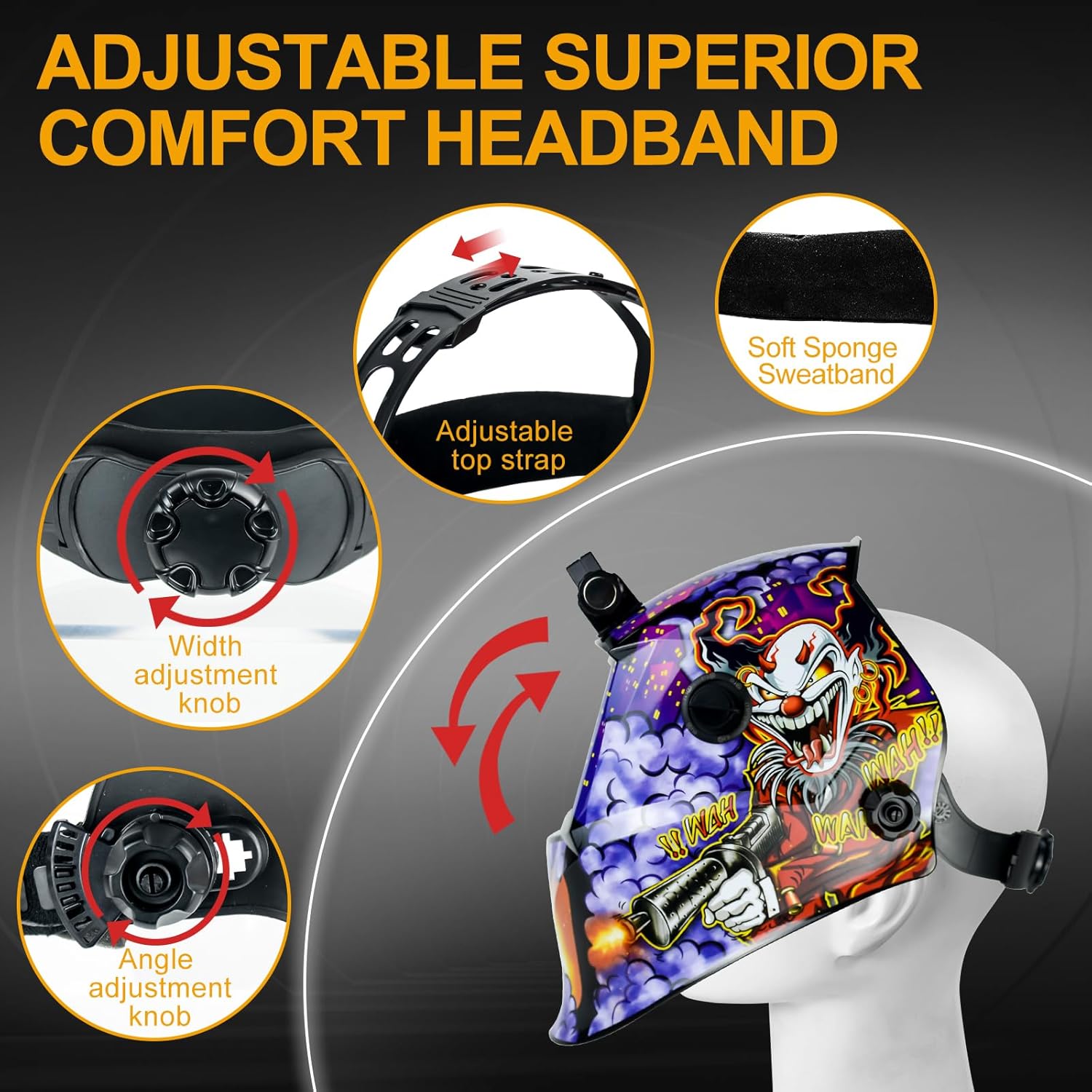 TRQWH Welding Hood Auto Darkening Welding Helmet & Square Hole Welding Hood Headgear