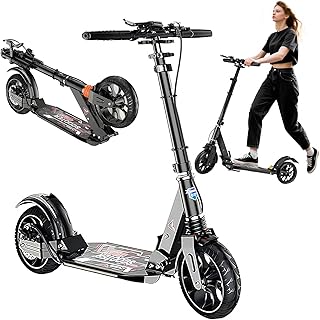 Cityroller Scooter (200×50mm) PU Big Wheel, Doppelte Stoßdämpfer, ABEC-9 Kugellager, City-Roller Scooter klappbar und Höhenverstellbar, Roller Kickscooter für Erwachsene und Kinder