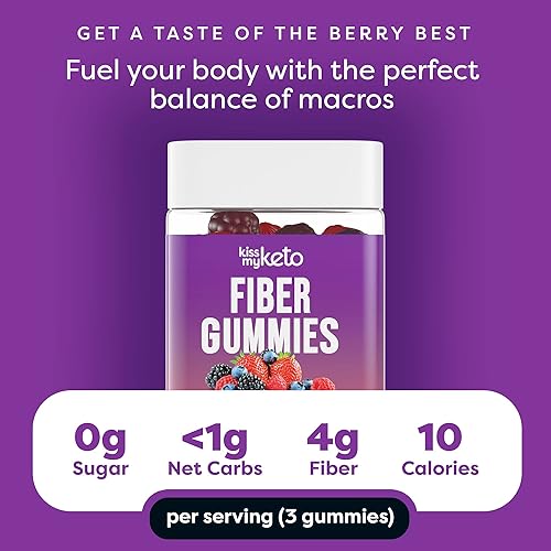 Miniatura 3 de Kiss My Keto Gomitas de fibra para adultos sin azúcar deliciosas gomitas de suplemento de fibra con sabor a bayas para la salud digestiva gomitas de