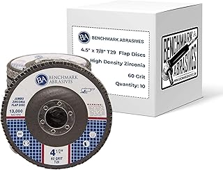 4.5" x 7/8" Premium High Density Jumbo Zirconia Type 29 Flap Discs 4 1/2 for Angle Grinder, Sanding Discs, Finishing - Grinding Wheels 4 1/2 Inch (10 Pack) - 60 Grit