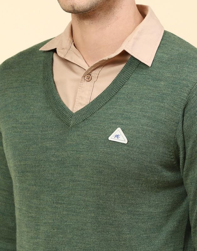 Image of Monte Carlo Shell Solid V Neck Pullover | Warm Woolen Pullover for Men | Soft Comfortable Knitted Winter Wear Sweater for Men's