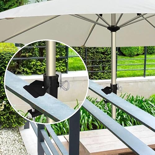 Miniatura 3 de Cunguv Soporte de abrazadera para sombrilla de alta resistencia, para patio, clip fijo, para sombrilla de playa, color negro