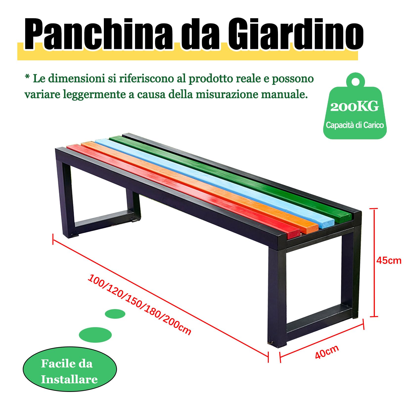 Panchina da Giardino in Ferro,Panca da Giardino,Panca da Pranzo per 2-3 Persone con Seduta a Doghe 100×40×45cm Bianco Seduta Doghe in Legno Naturale,da Esterno,Balcone o Terrazzo
