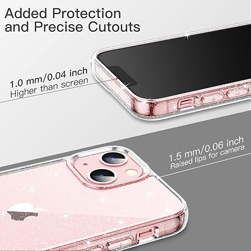 Miniatura 7 de JETech Funda con purpurina para iPhone 13 de 6.1 pulgadas, a prueba de golpes, bonita y brillante para mujeres y niñas (transparente)