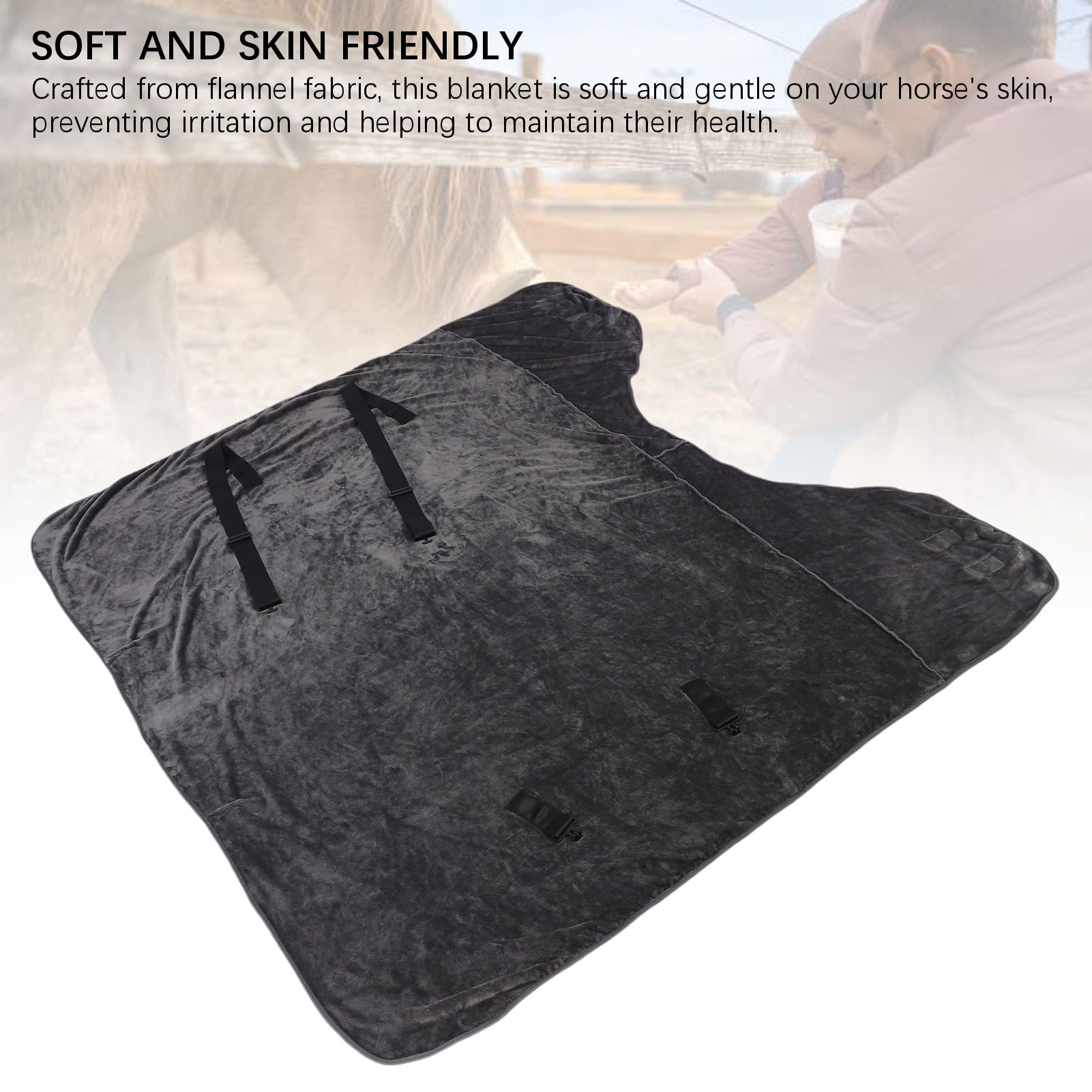 Manta de Invierno para Caballos, Relleno de Franela cálido, Manta Gruesa para el Cuidado de los Caballos, tamaño Universal para Caballos de Granja, diseño Protector Suave, fácil