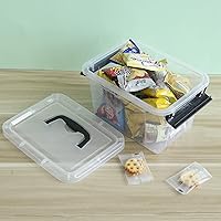 Vista 3 de Farmoon Contenedor de almacenamiento transparente de 3.5 cuartos de galón, pequeña caja apilable de plástico con tapa y mango negro, 6 paquetes