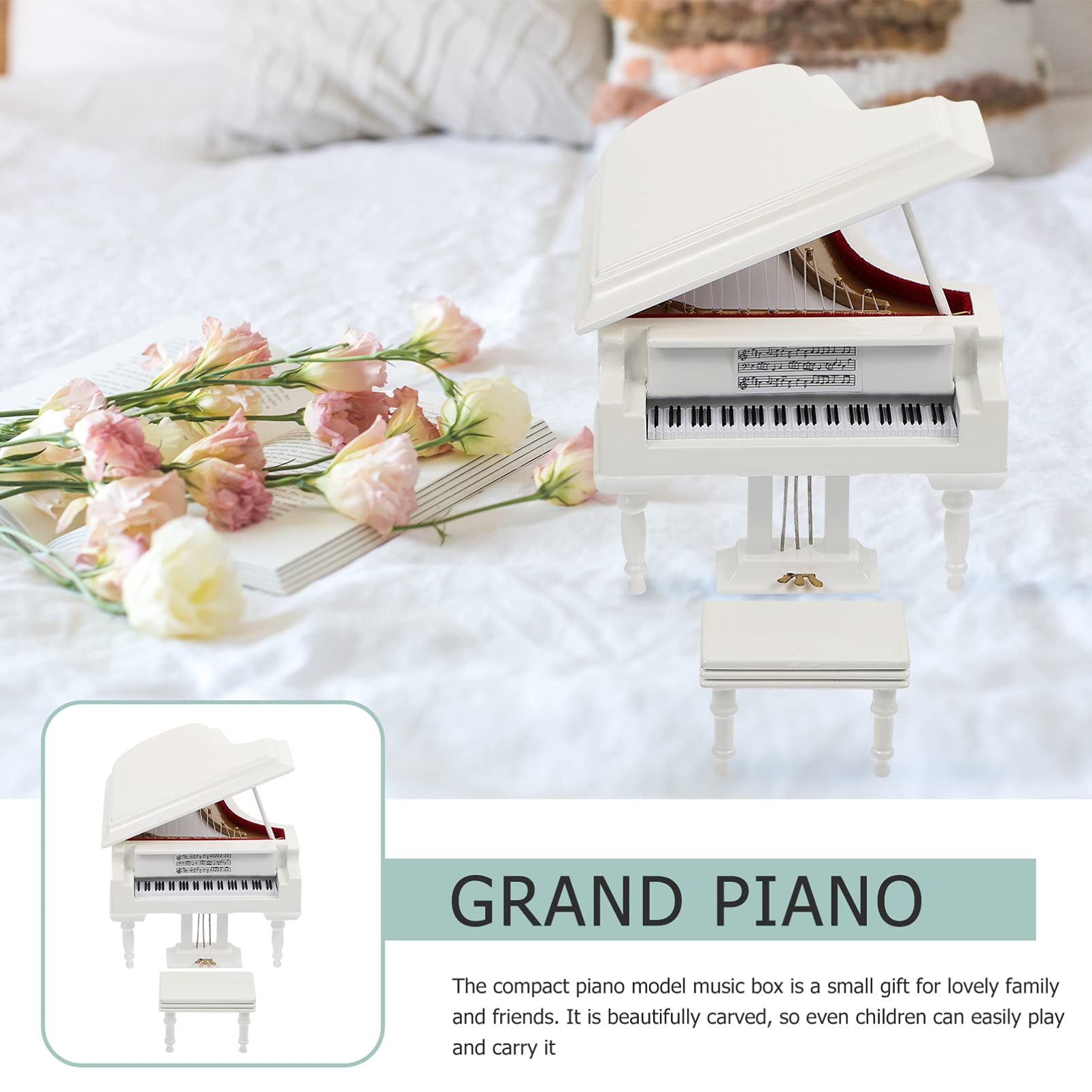 Mobestech 1 Szt Ozdoby Do Fortepianów Pudełka Muzyczne Fortepianów Dekoracje Fortepianu Dekoracje Stołu Muzyki Instrument Muzyczny Figurka Model Fortepianu