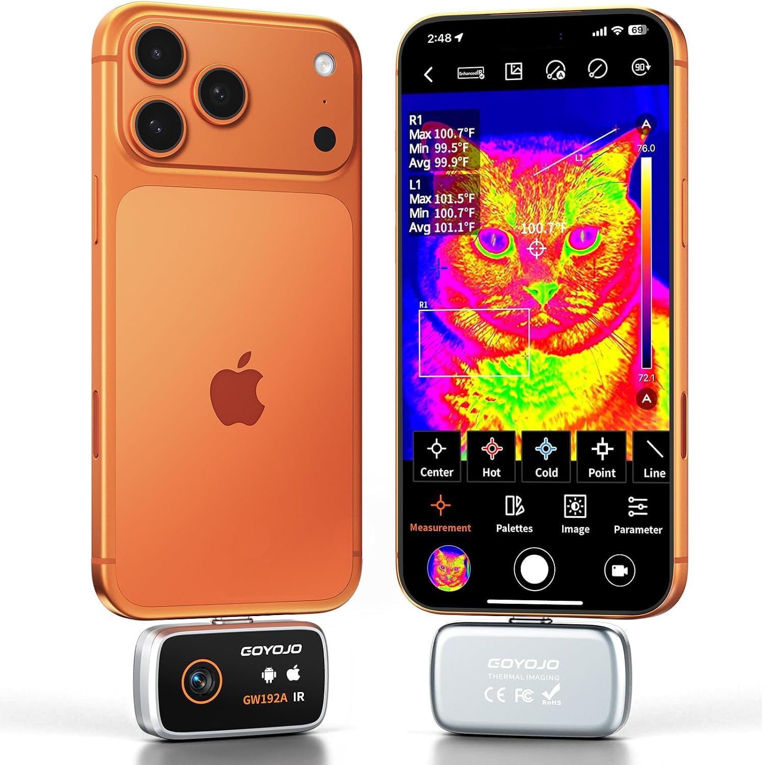 GOYOJO Thermal Imaging Camera for Android/iphone 15/16/17 iOS Series 192x192 IR Resolutio…