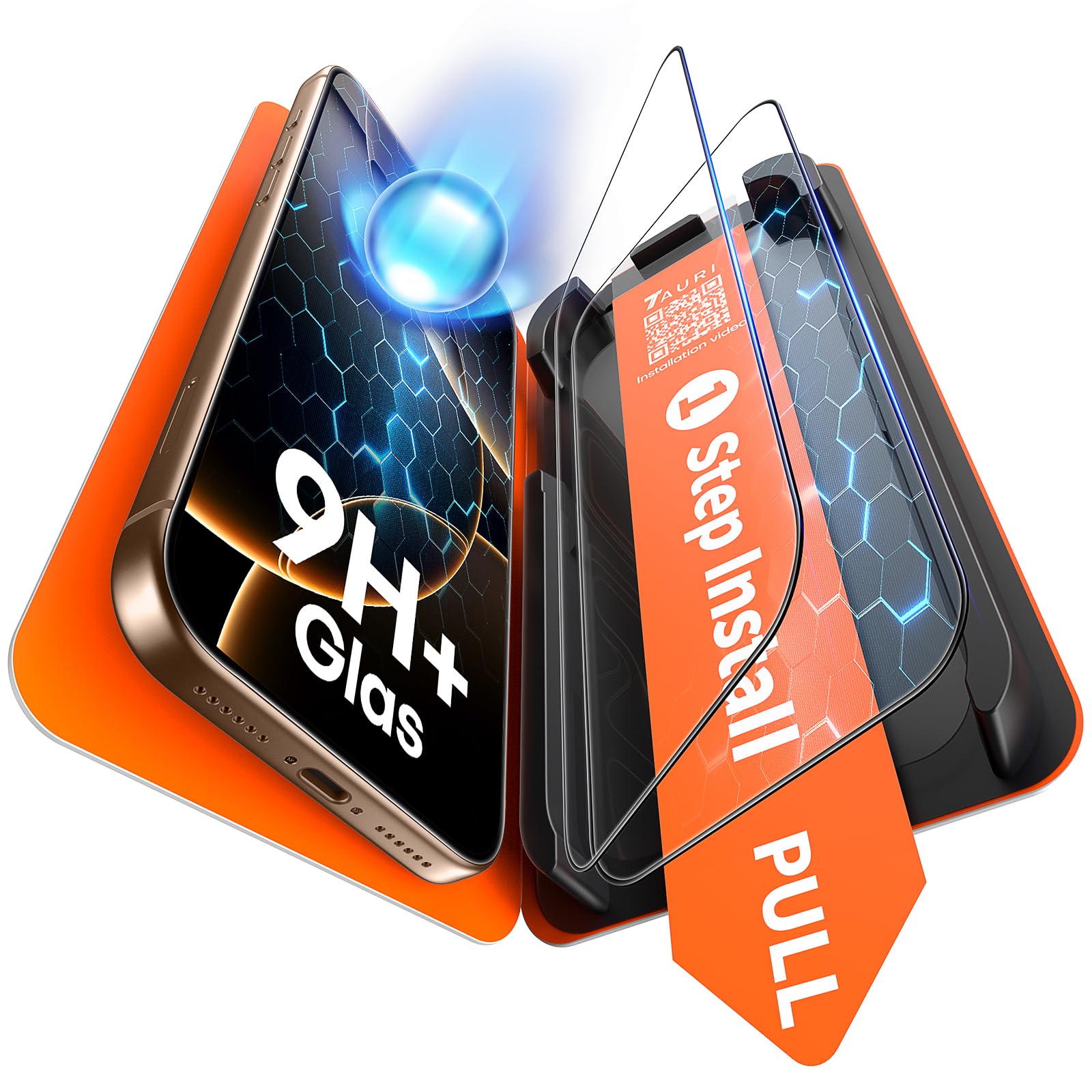 TAURI 2 Pezzi Pellicola Vetro per iPhone 16 Pro | Installazione Rapida, Rimozione Automatica Della Polvere, Vetro Temperato 9H, Antigraffio,Senza Bolle