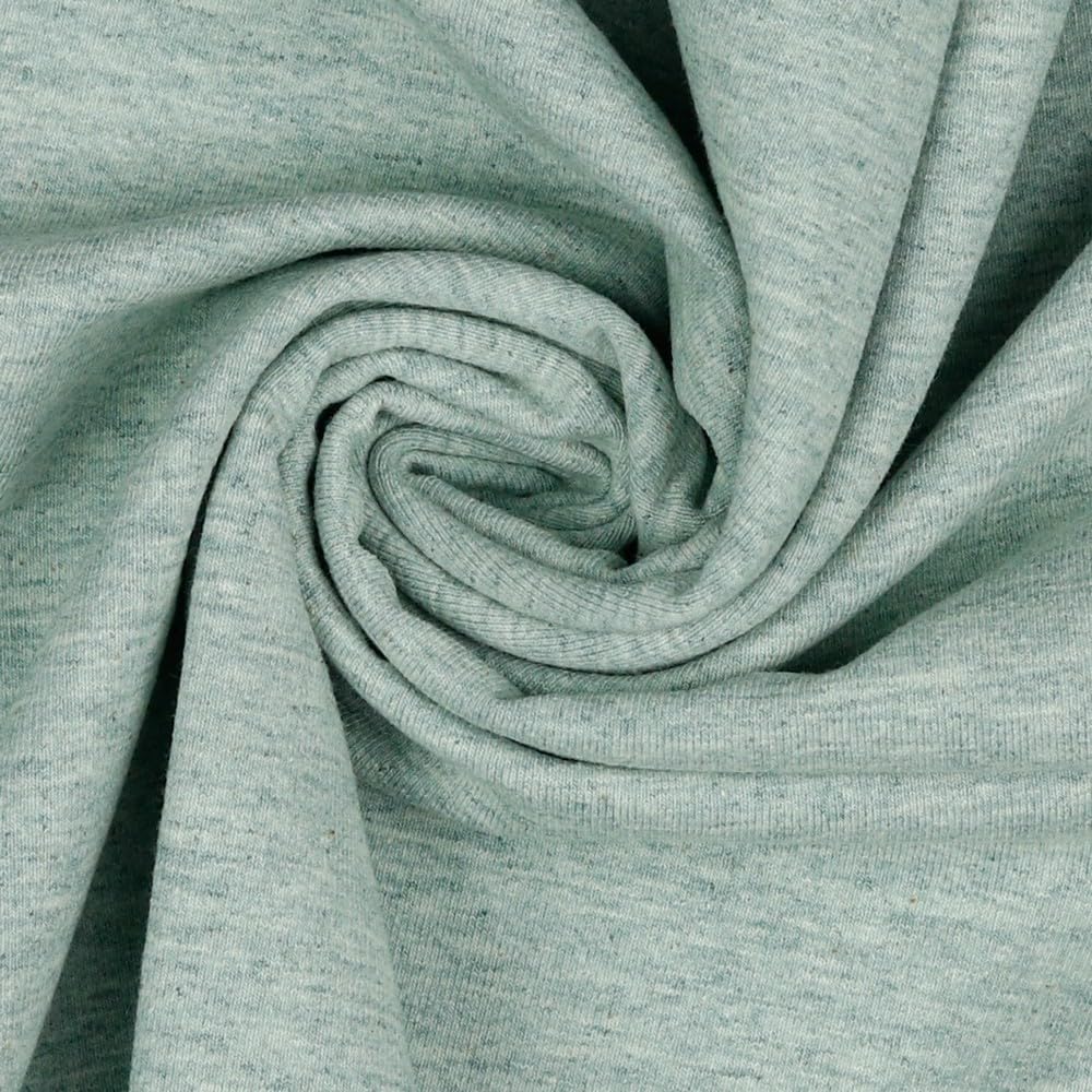 Jersey Fabric Plain Sold by the Metre Oeko-Tex + GOTS Certified Over 55 Colours (M092 Green Melange, 200 x 150 cm) — image 1