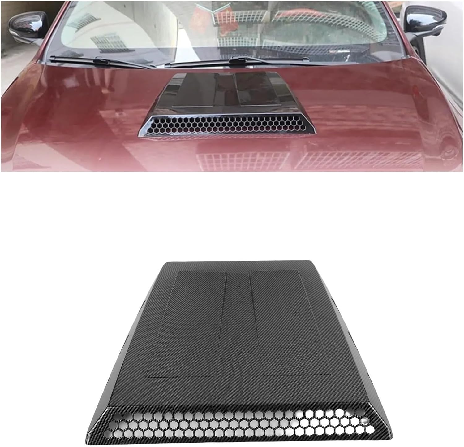 Car Hood Vent Trim Carbon Fiber Pattern Bonnet Hood Air Intake Trim Car Hood Air Intake Inlet Scoop Universal for Vehicle