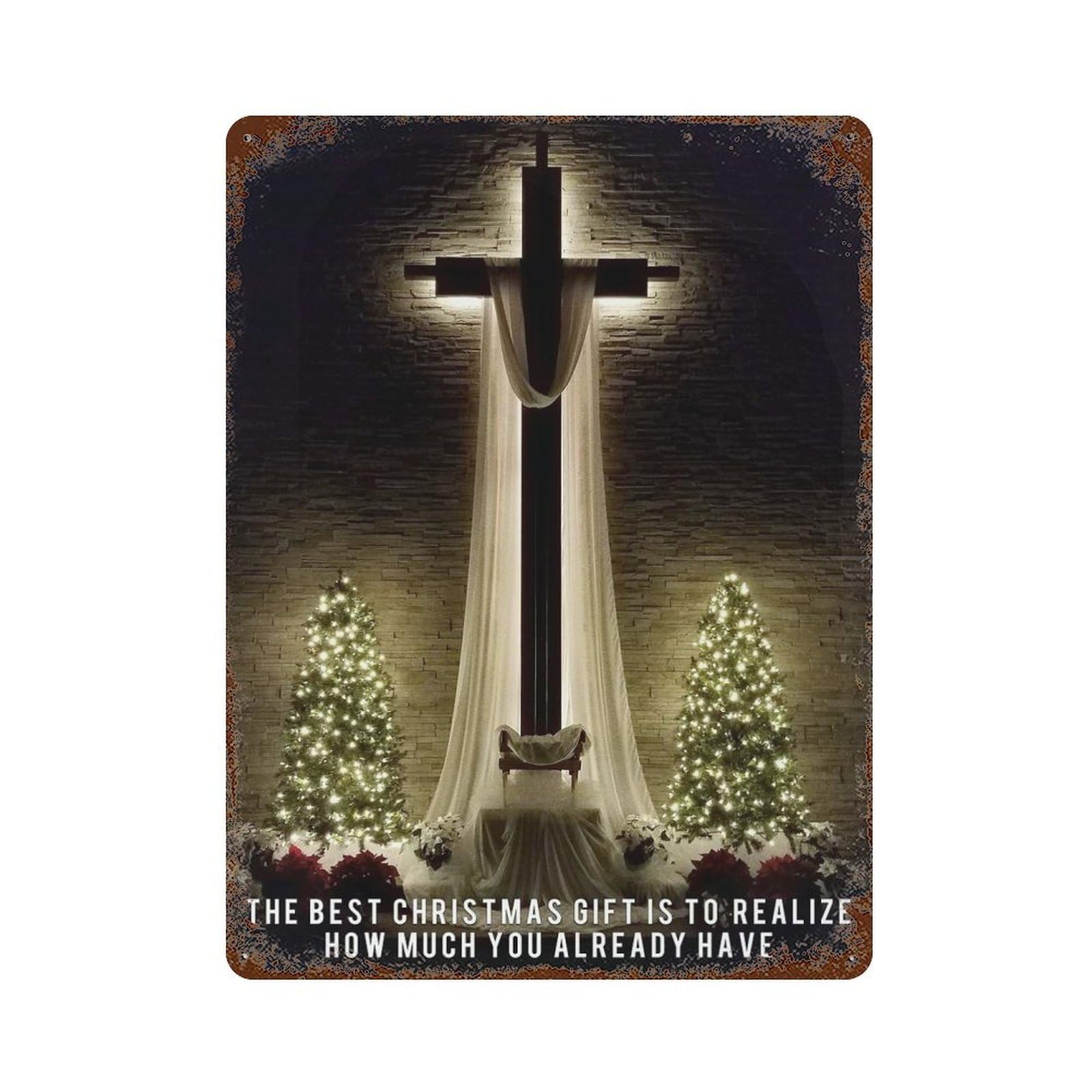 Garage Style Xmas Gift Aged Metal Wall Plaque 15.7"x11.8", Farmhouse Wall Decor for Bar And Workshop