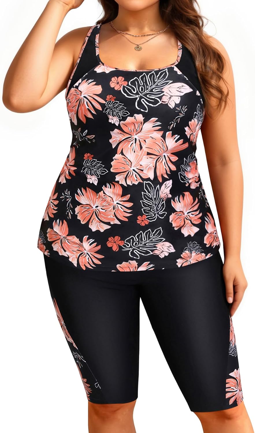 Daci Womens Plus Size Tankini Swimsuits - Tummy Control Two Piece Bathing Suits with Knee Length Shorts 2025