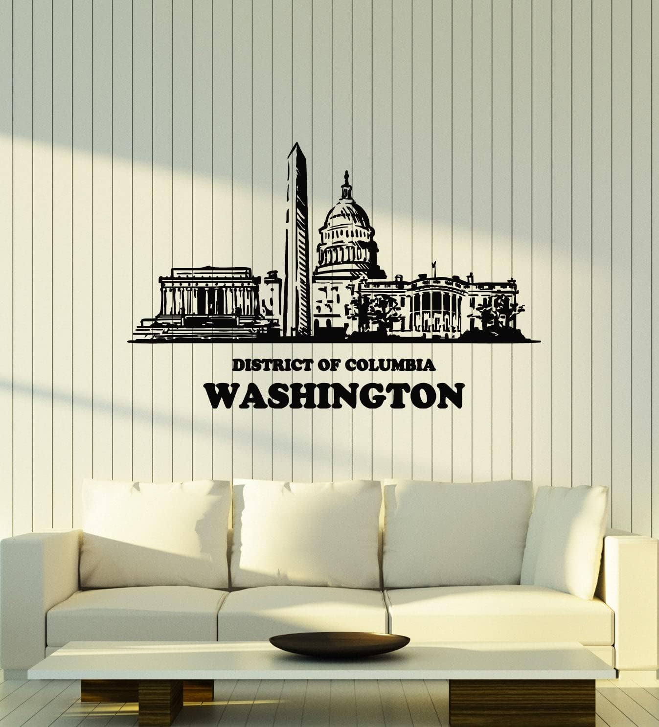 Vinyl Wall Decal Washington DC Skyline District of Columbia Stickers Mural Large Decor (g7538) Black