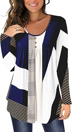 BeadChica Womens Casual Tunic Tops To Wear With Leggings Long Sleeve Henley Blouses Botton Up Shirts