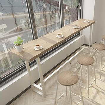 Bar Table,High Top Kitchen Breakfast Counter Tables,Industrial Rectangular Pub Table with Metal Frame,for Dining Room,Bistro,Restaurant200X45X105CM/78.7X17.7X41.3IN