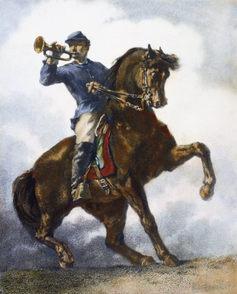 Civil War Bugler 1863 Na Union Army Bugler During The American Civil War Lithograph 1863 After A Painting By William Morris Hunt (1824-1879) Poster Print by (24 x 36)