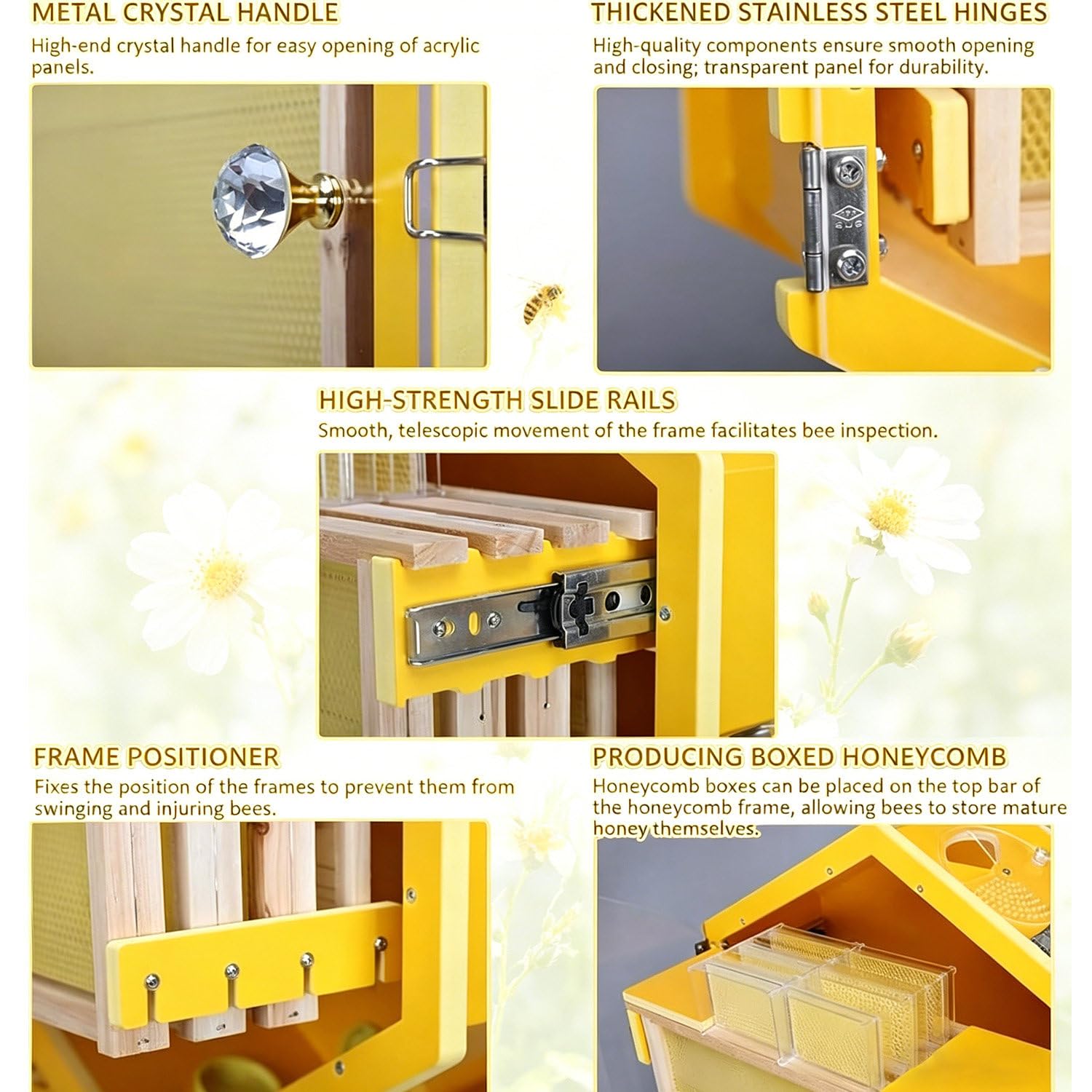 Bienenstock mit Sichtfenster, Wandmontage, 6-Box-Sammelstock für die Ernte von natürlichem Honig und einfache Kolonieverwaltung