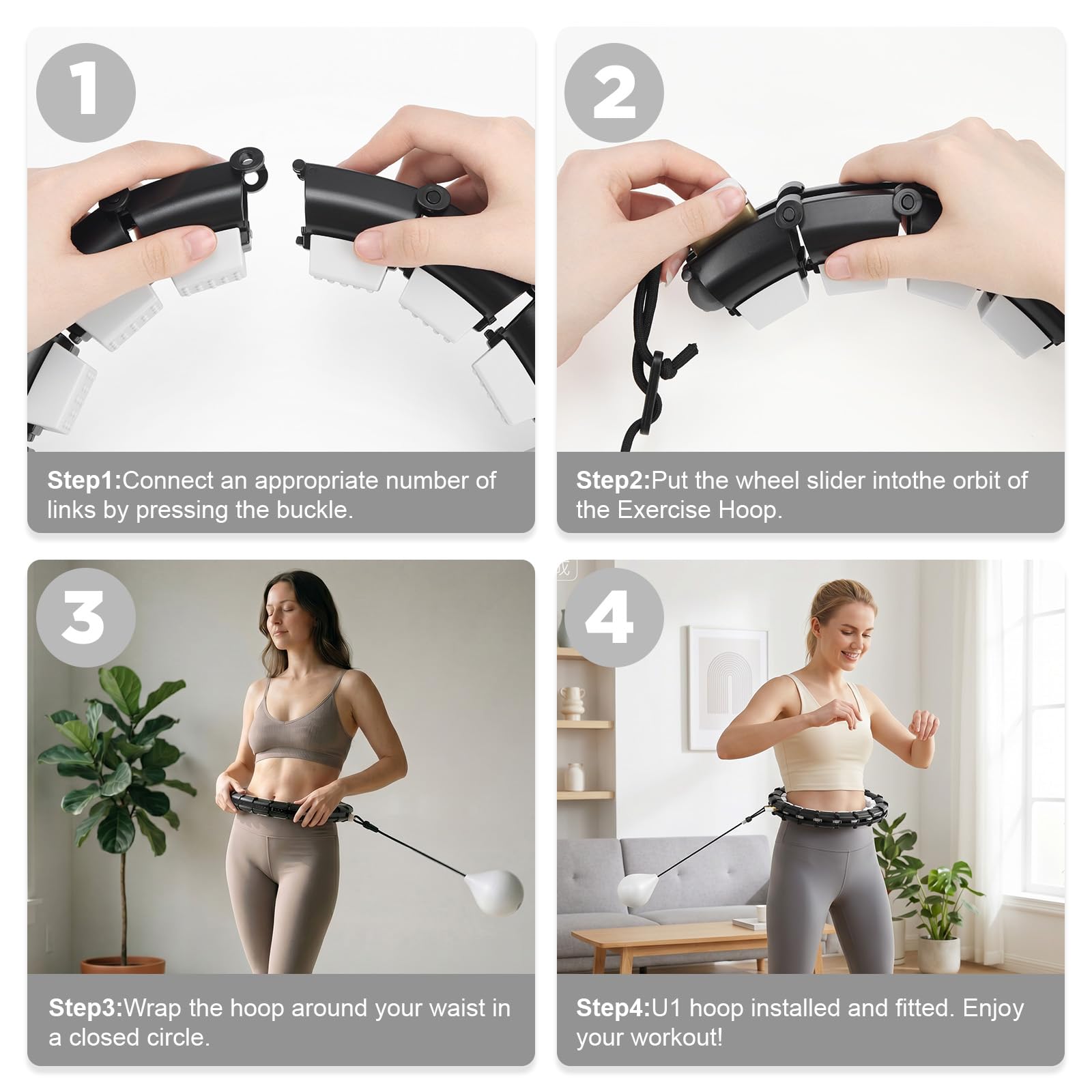 Smart Queen Cerchio silenzioso con 24 nodi staccabili, zavorrato, Infinity Hula Fit Hoop per adulti per perdere peso, ideale per donne e principianti