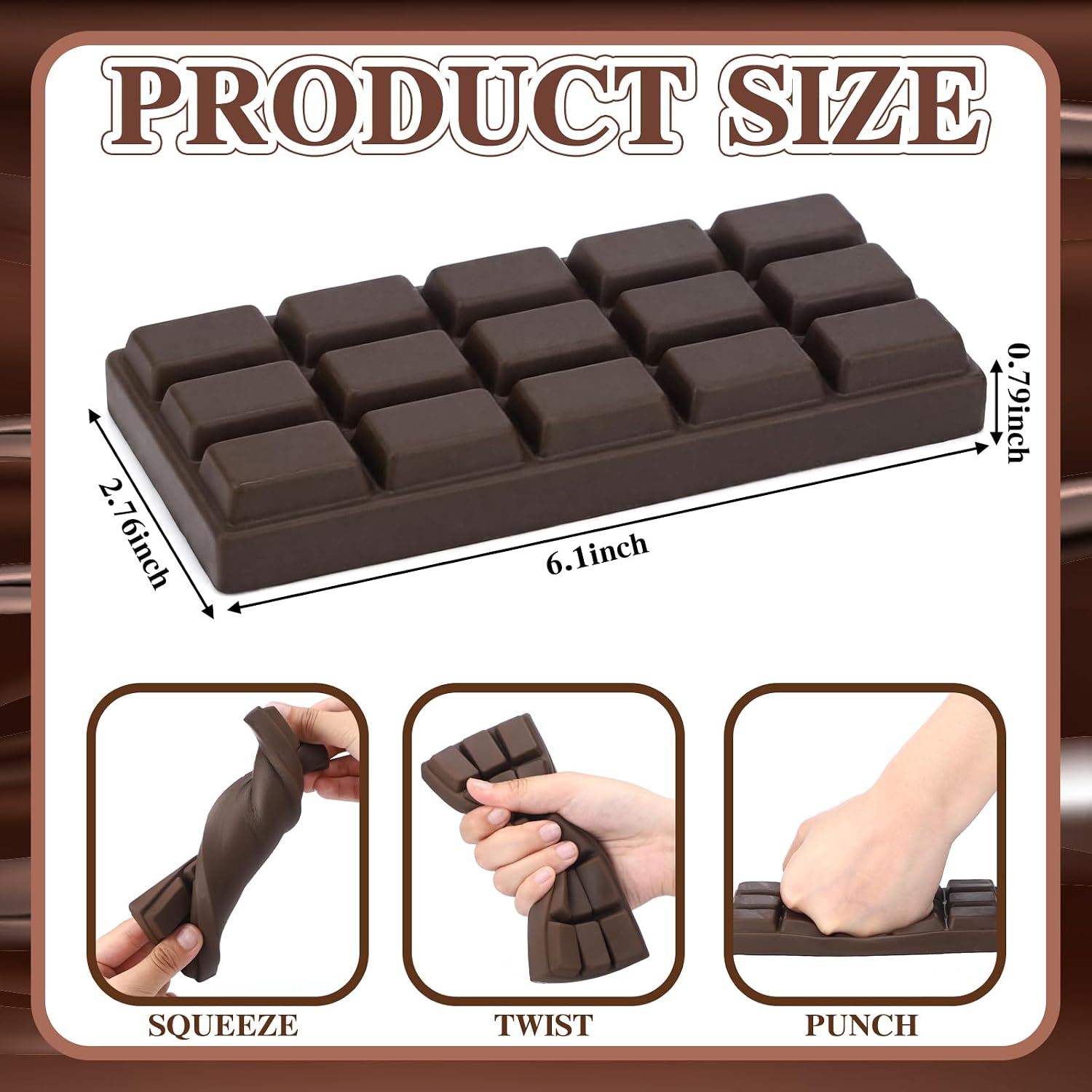 Meooeck 2 Pcs Chocolate Bar Foam Fidget Toys Food Toy image 2