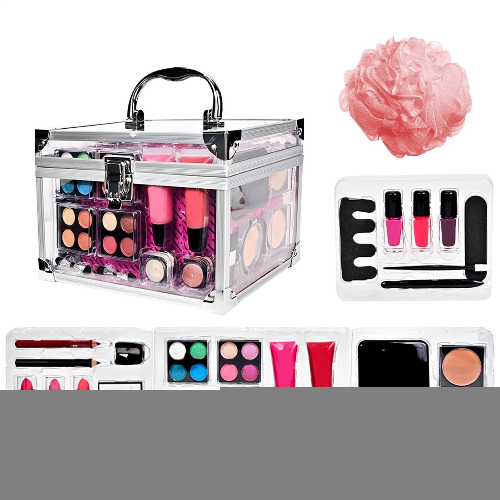 Kit Trucco per Principianti Set Da Viaggio Compatto Con | Astucci Cosmetici Per Adolescenti Viaggio Quotidiano Matrimonio Teatro Sposa