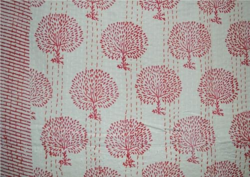Miniatura 10 de V Vedant Designs Colcha Kantha con estampado de bloques a mano, funda de cama Kantha de algodón, colcha Kantha india, colcha de tamaño Queen Kantha,