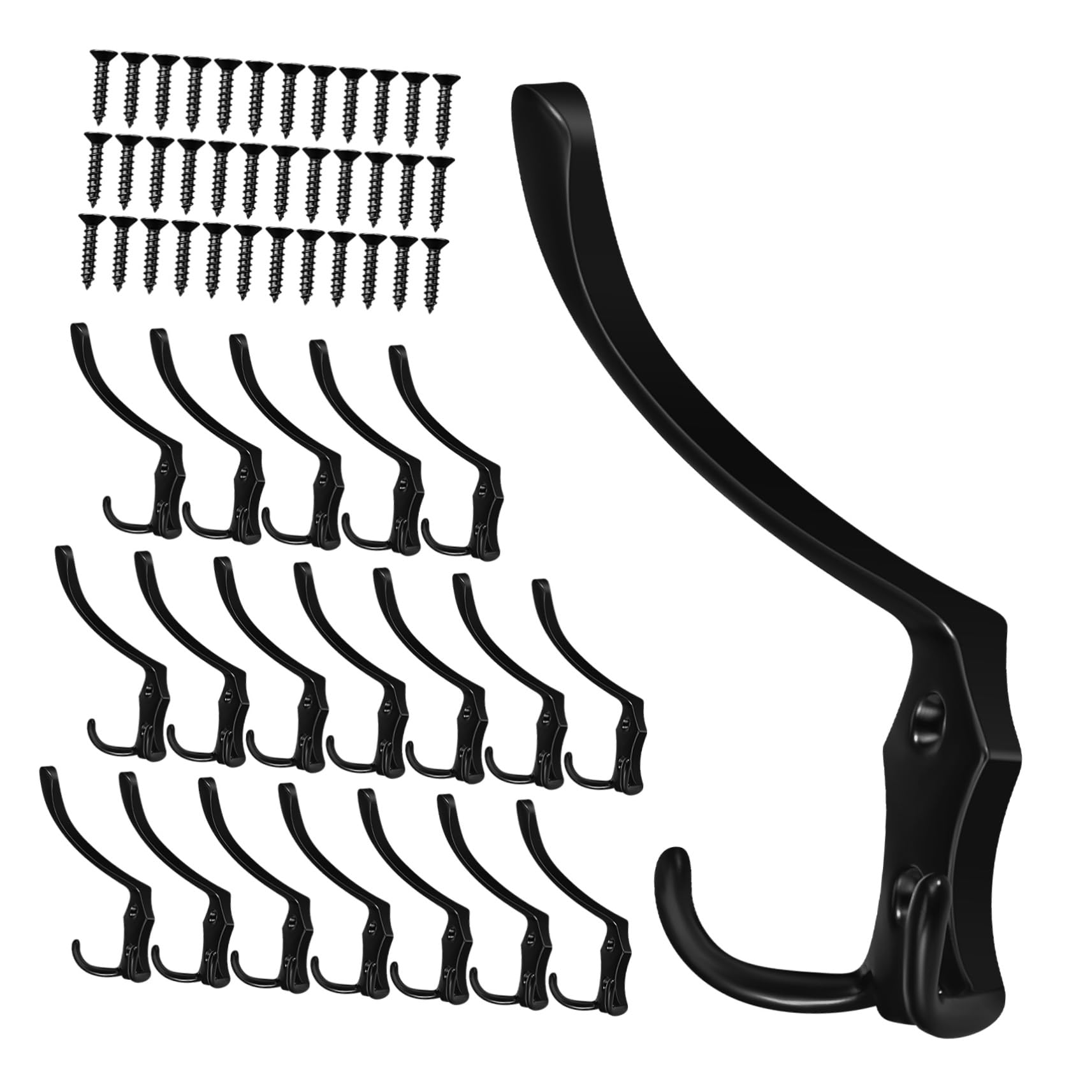 Patères métalliques de salle de bain : lot de 20 crochets muraux noirs faciles à installer