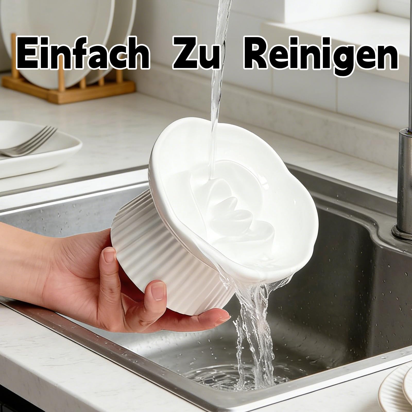 Anti Schling Napf Katze Erhöht, Keramik Antischlingnapf Katze, Slow Feeder Schlingnapf Katze für Katzen und kleine Hunde (Weiß)