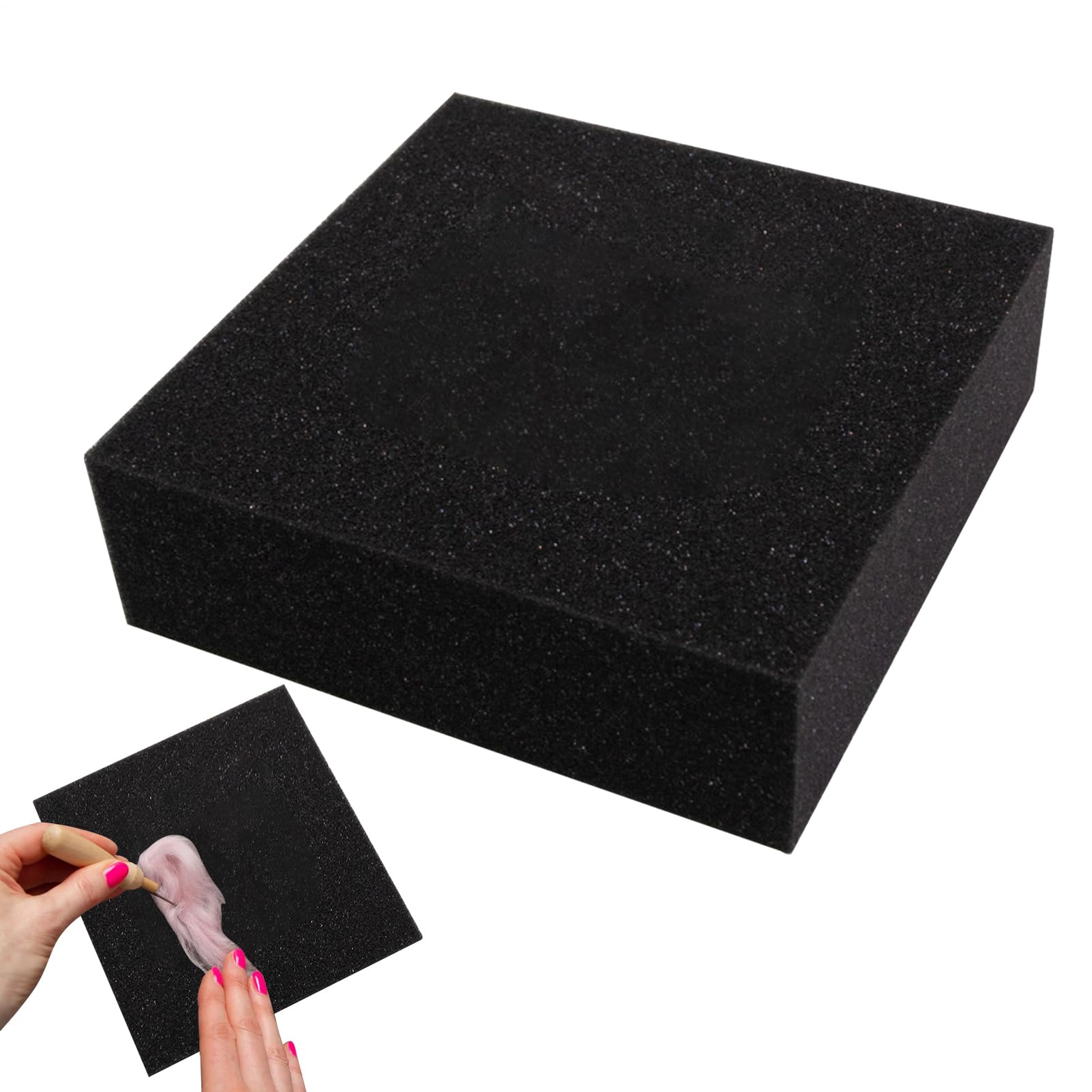 Générique Support D'Aiguille Pour Feutrage – Éponge Haute Densité 16x16x5cm | Tapis Pour Laine Cardée | Coussin Pouxr Artisanat Manuel Projets Créatifs Et Entraînement Quotidien Au Feutre