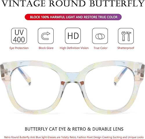 Miniatura 3 de AIEYEZO Gafas de bloqueo de luz azul para mujeres, marco de mariposa, para hombres, antifatiga visual, lectura, juegos, televisión, teléfonos